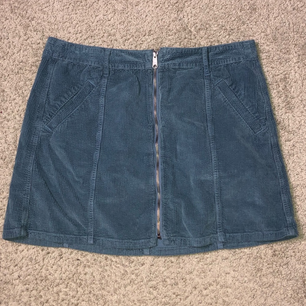 Blue American Eagle Velvet Zipper Skirt
